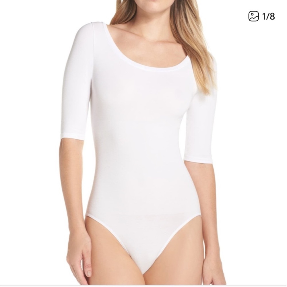 Yummi white ballet bodysuit 3/4 sleeve S/M